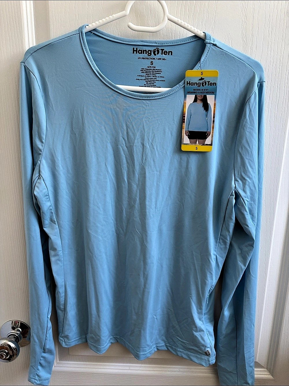 Hang Ten swimming Long Sleeve Sun Tee Blue Size Small
